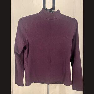 NorthCrest Women’s Purple Mock Neck Top Size L Long Sleeve Stretch Blouse